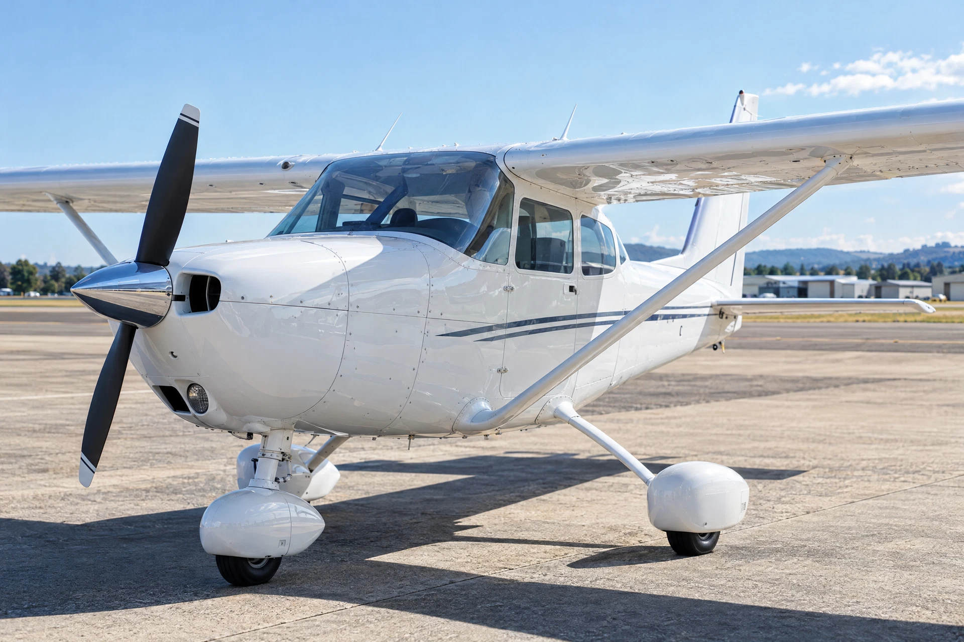 Pristine student training aircraft exterior after professional cleaning