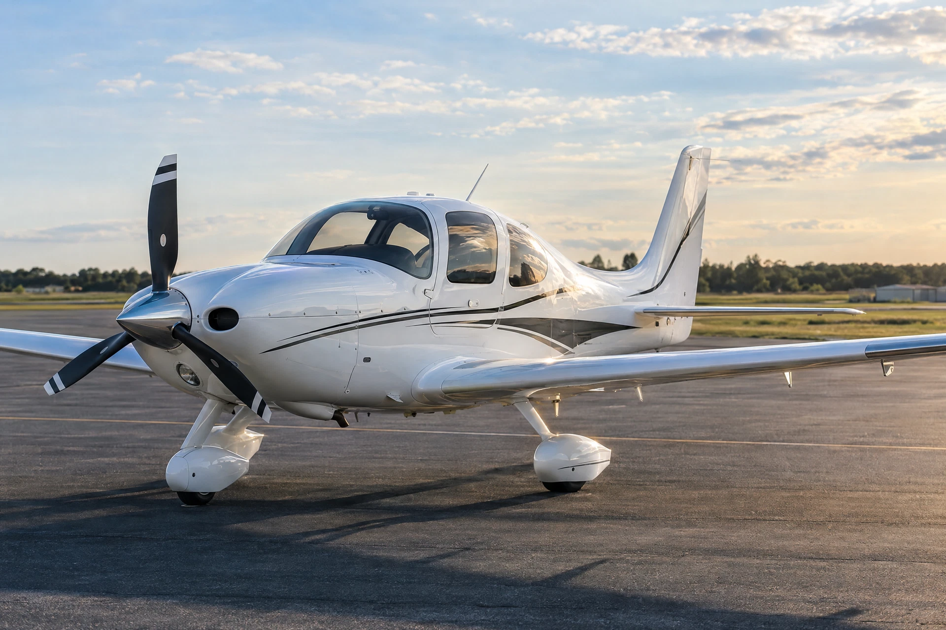 Professionally cleaned Cirrus private aircraft exterior