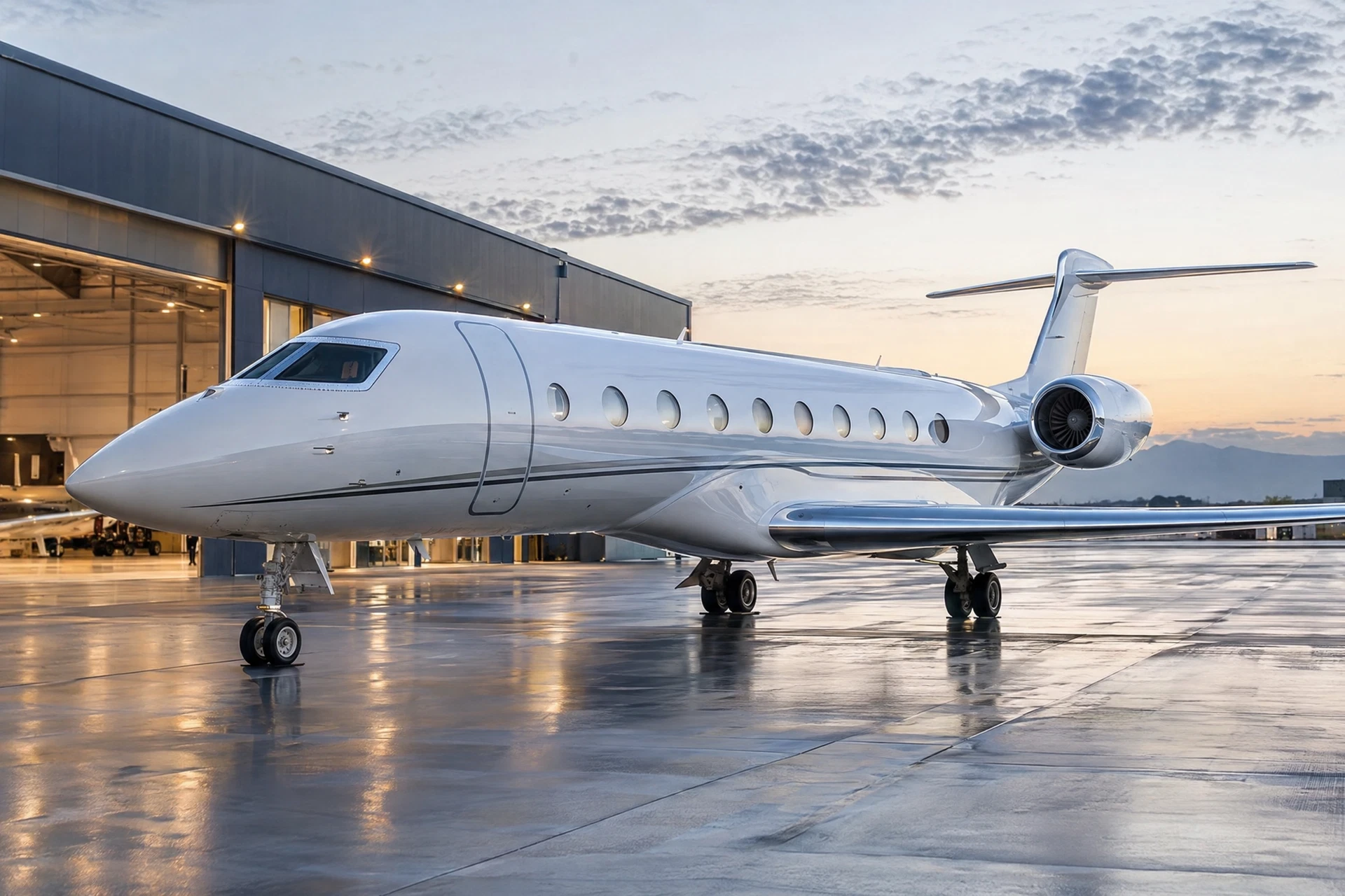 Professionally cleaned Gulfstream private jet exterior